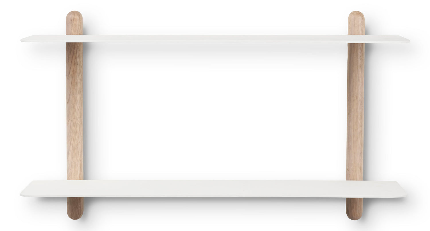 Nivo hylde stor F lys eg/ hvid