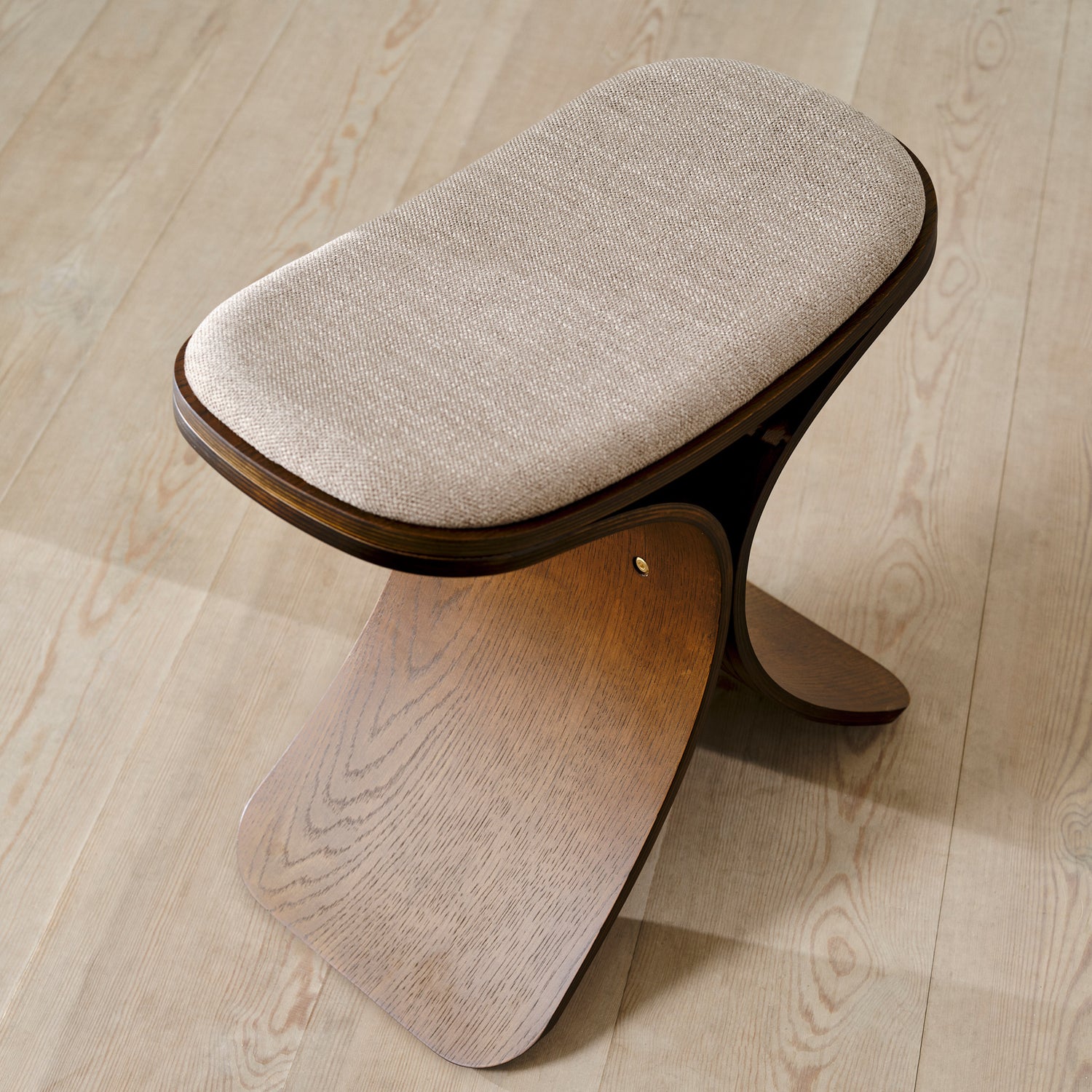 Luno skammel mørk eg/ mørk beige tekstil