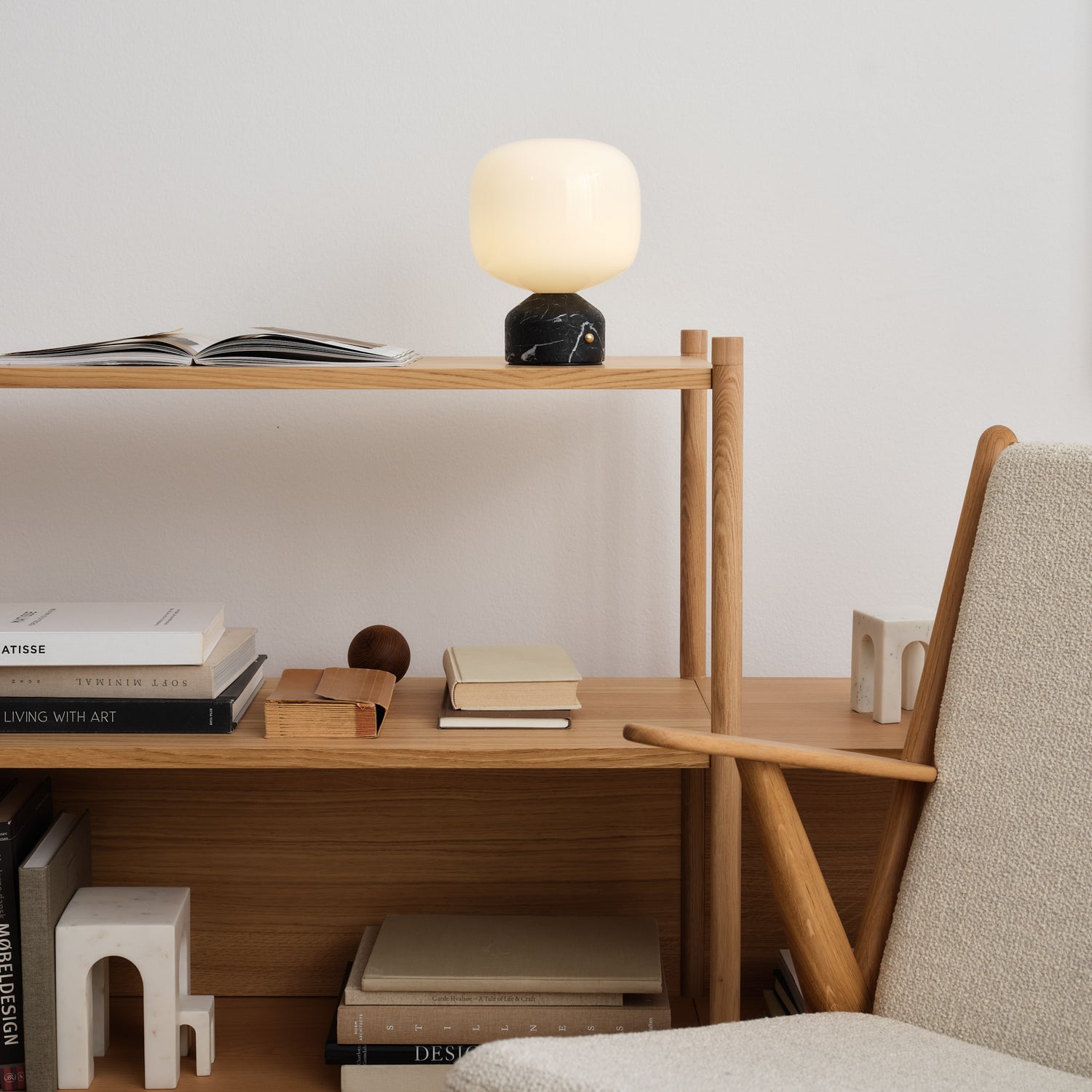 Meemo portable bordlampe sort marmor
