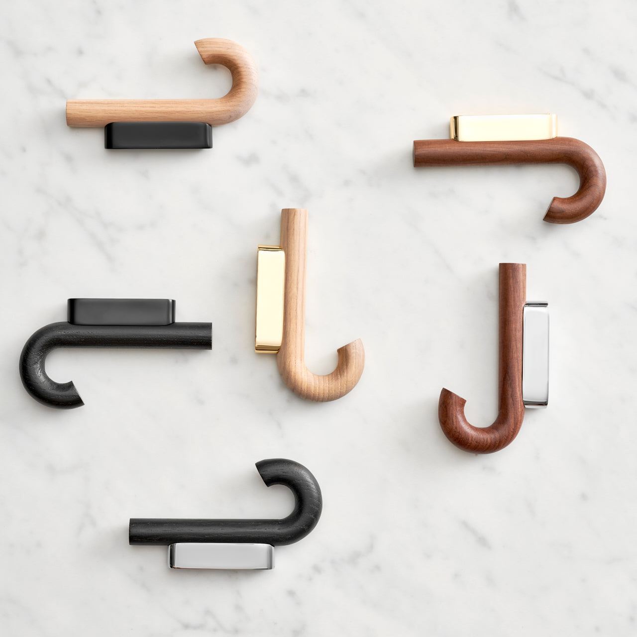 Hook mini knage valnød/ messing