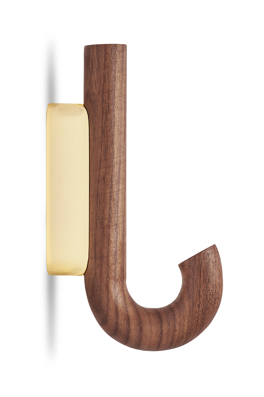 Hook mini knage valnød/ messing