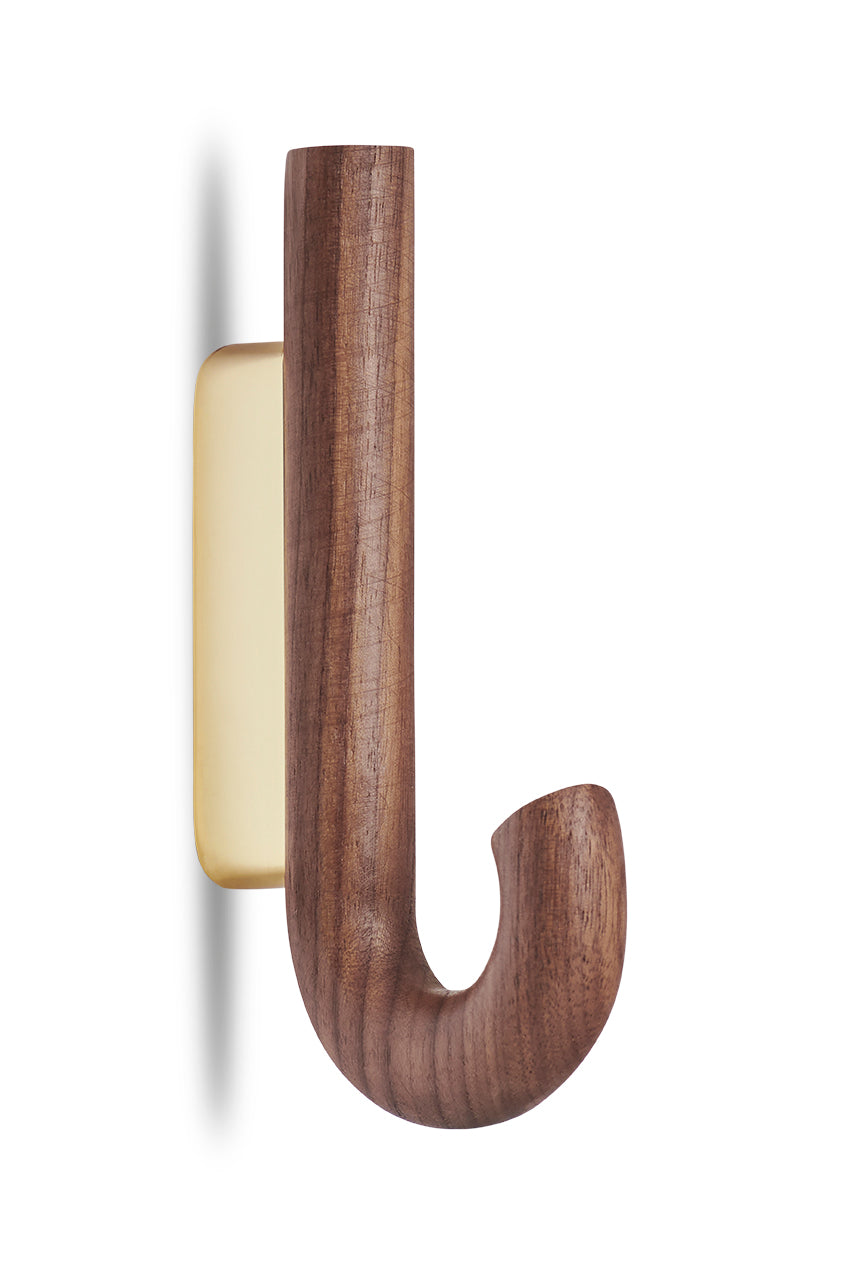 Hook mini knage valnød/ messing