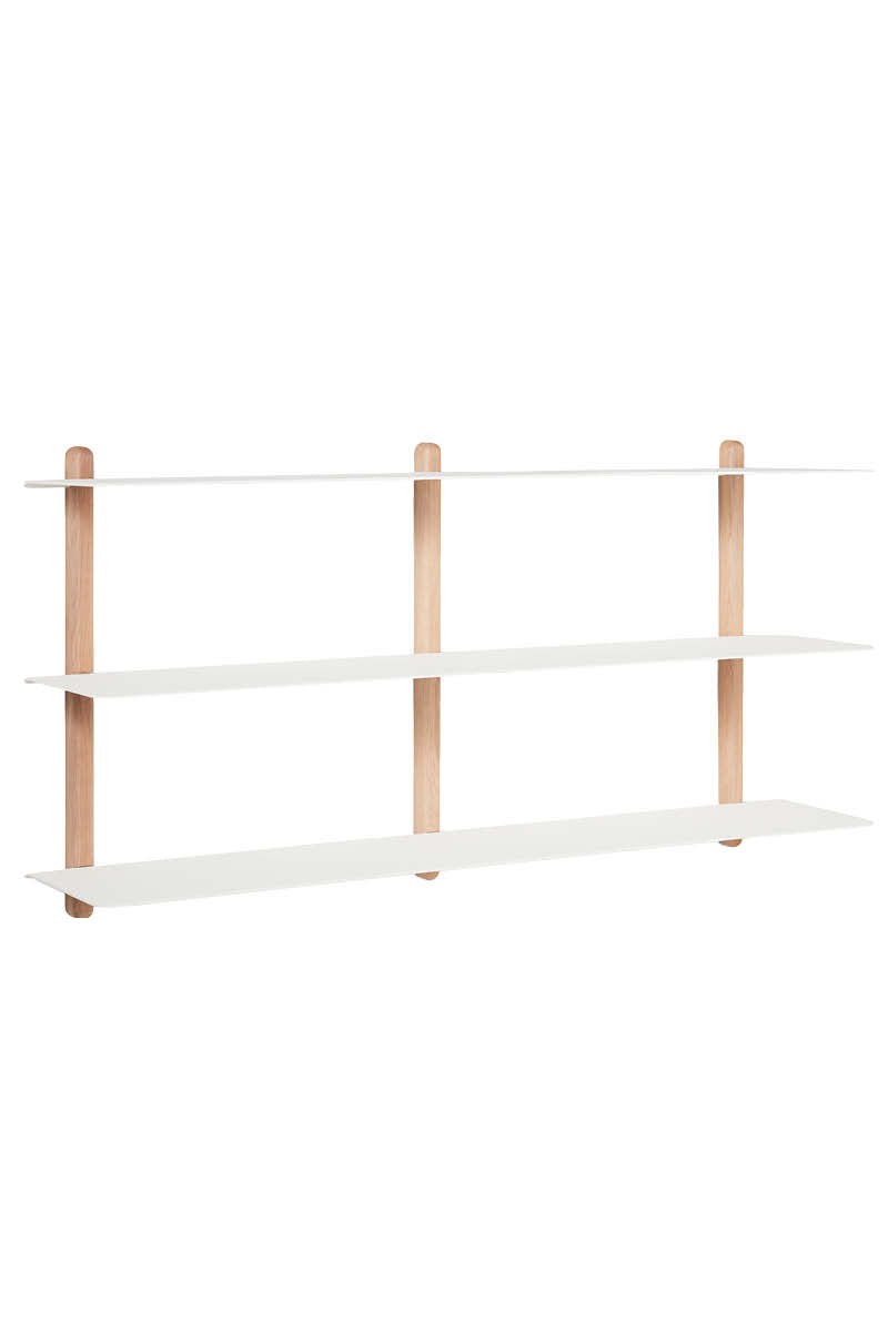 Nivo hylde stor D lys eg/ hvid