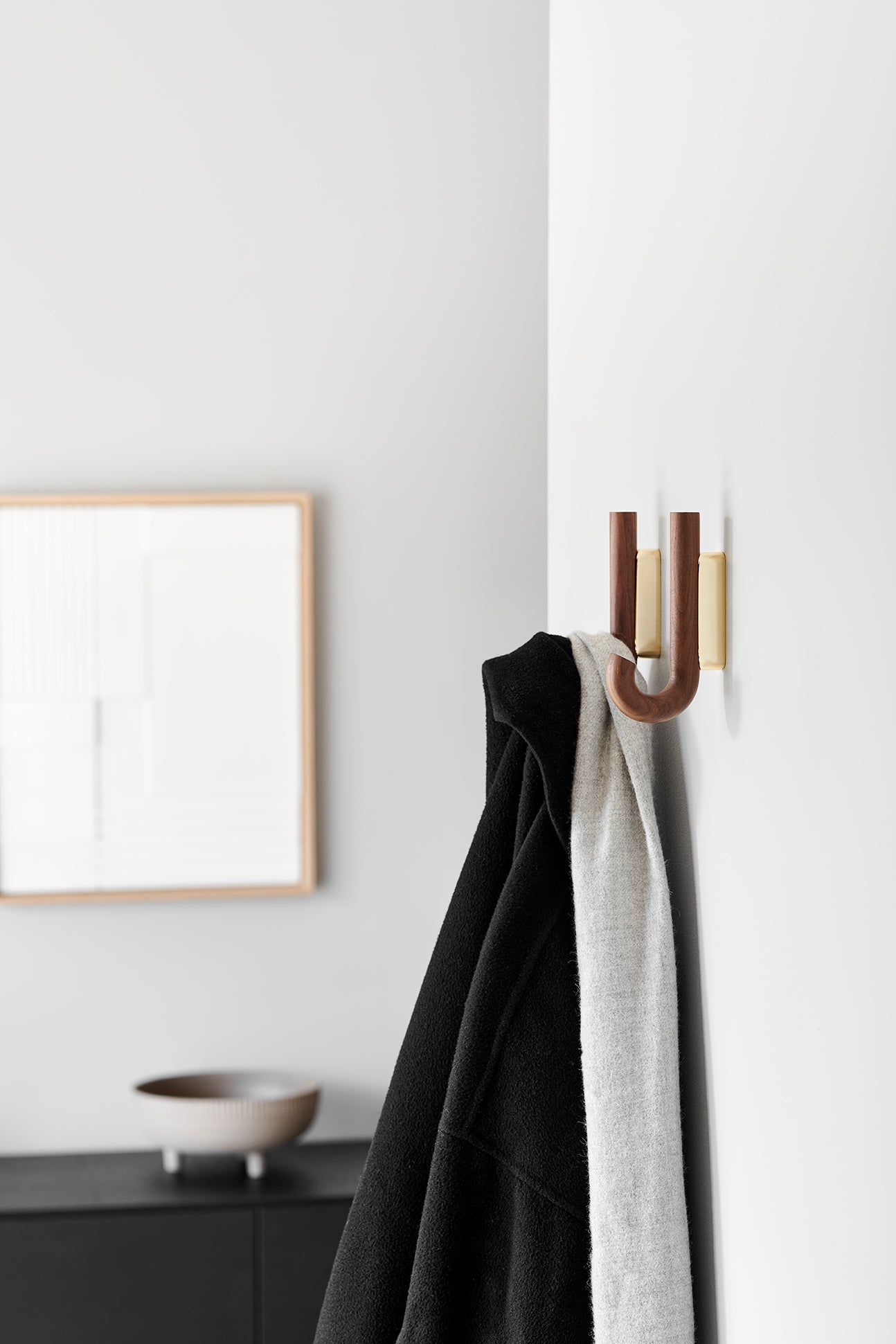 Hook mini knage valnød/ messing